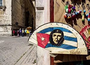 Communism Gallery: Hand Fan with Che Guevara, La Habana Vieja, Havana, La Habana Province, Cuba
