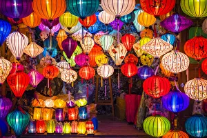 Hand-made silk lanterns for sale on the street in Hoi An, Quang Nam Province, Vietnam