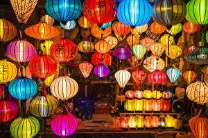 Images Dated 1st April 2016: Hand-made silk lanterns for sale on the street in Hoi An, Quang Nam Province, Vietnam