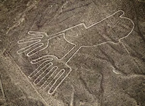 Peru Prints: The Hands Geoglyph, aerial view, Nazca, Ica Region, Peru