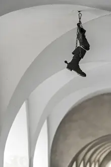 Hanging Prints: Hanging shoes decoration by Restaurace U Sevce Matouse, Prague, Bohemia, Czech Republic