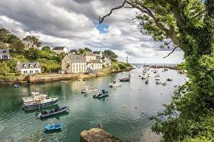 Coastal Town Prints: The harbor bay of Doelan, Clohars-Carnoet, Finistere, Brittany, France