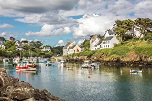 Coastal Town Prints: The harbor bay of Doelan, Clohars-Carnoet, Finistere, Brittany, France