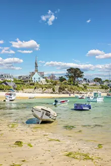Breton Prints: Harbor at low tide on the Ile de Batz, Finistere, Brittany, France