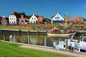 Shrimp Cutter Prints: Harbor with shrimp boats in Greetsiel, East Frisia, North Sea, Germany, Europe