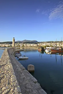 The Harbour and Beach at Rethymno, Rethymno, Crete, Greek Islands, Greece, Europe