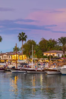 Images Dated 19th November 2019: Side Harbour at Dusk, Side, Turkey