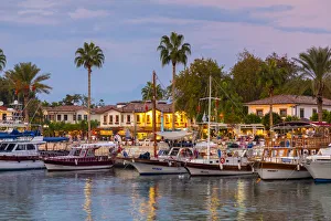 Images Dated 19th November 2019: Side Harbour at Dusk, Side, Turkey