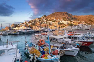 South West Europe Prints: Harbour of Hydra Town, Hydra (Ydra), Saronic Islands, Greece