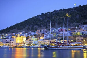 Exterior Detail Collection: Harbour At Pothia At Dusk, Kalymnos, Dodecanese, Greek Islands, Greece, Europe