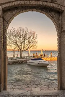 Garda Lake Prints: Harbour of Punta San Vigilio from the arc of the charming 16th-century inn