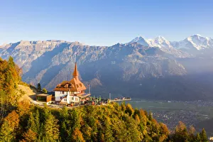 Harder Kulm with the Eiger, Monch and Jungfrau behind, Berner Oberland, Switzerland