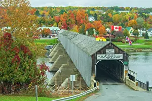 Hartland Prints: Hartland Covered Bridge is the World's longest covered bridge and crosses the Saint John River Hartland