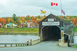 Hartland Prints: Hartland Covered Bridge is the World's longest covered bridge and crosses the Saint John River Hartland