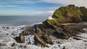 Lighthouses Collection: Hartland Point Lighthouse on the dramatic north coast of Devon, England. Winter (December) 2020