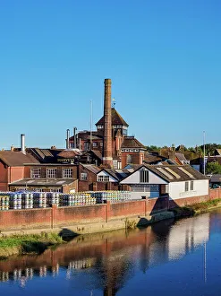 River Bank Prints: Harvey's Brewery and River Ouse, Lewes, East Sussex, England, United Kingdom
