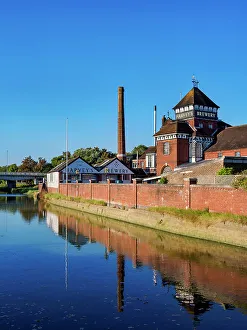 River Bank Prints: Harvey's Brewery and River Ouse, Lewes, East Sussex, England, United Kingdom