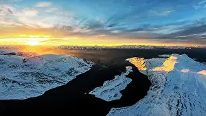 Finnmark Prints: Hasfjord and Storoya island framed by snowcapped mountains