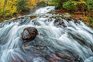 Autumn Color Prints: Hatchery Falls in Autumn on the Skeleton River in Muskoka, Ontario, Canada