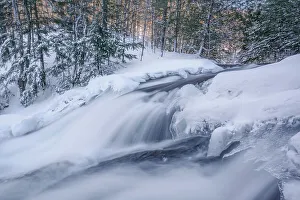 Rosseau Prints: Hatchery Falls on the Skeleton River in winter, Rosseau, Ontario, Canada