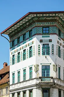 Ljubljana Prints: Hauptmann House, Preseren Square, Ljubljana, Slovenia