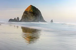 Sea Stacks Prints: Haystack Rock on Cannon Beach at dawn, Cannon Beach, Oregon, USA