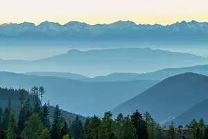 Hazy Mountains in Eggen Valley, South Tyrol, Dolomites, Italy