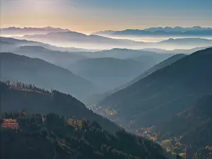 Hazy Mountains in Eggen Valley, South Tyrol, Dolomites, Italy