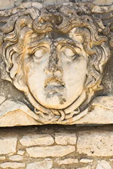 Head Prints: Head of Medusa, ruins of ancient Temple of Apollo, Didyma, Aydin Province, Turkey