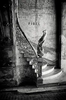 Headless Statue Prints: Headless statue and staircase, La Guarida Restaurant entrance hall
