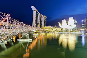 The Helix Bridge and Marina Bay Sands, Marina Bay, Singapore