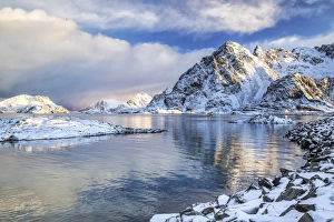 Henningsvaer Prints: Henningsvaer fjord. Lofoten Islands. Norway. Europe