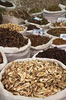 Images Dated 5th July 2010: Herbs for sale at Chinese medicine market, Guangzhou, Guangdong Province, China