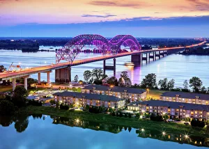 Southern Prints: Hernando De Soto Bridge, Mississippi River, Memphis, Tennessee, Shelby County, USA