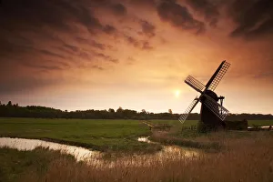 Reedbed Prints: Herringfleet Windpump at Sunrise, Suffolk, England