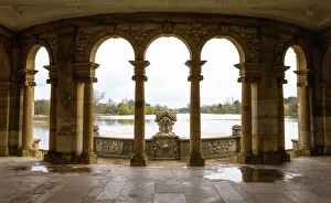Colonnade Prints: Hever lake from the Loggia, Italian Garden, Hever Castle, Kent, England