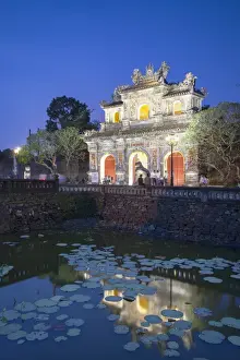 Hien Nhou Gate (Gate of Humanity) of Citadel at dusk (UNESCO World Heritage Site)