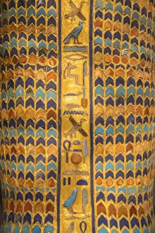 Hieroglyphs on a mummy, Egyptian Museum, Cairo, Egypt