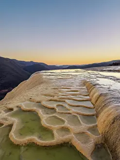 Formation Prints: Hierve el Agua at dusk, San Lorenzo Albarradas, Oaxaca State, Mexico