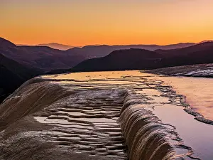Formation Prints: Hierve el Agua at dusk, San Lorenzo Albarradas, Oaxaca State, Mexico