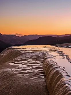 Formation Prints: Hierve el Agua at dusk, San Lorenzo Albarradas, Oaxaca State, Mexico