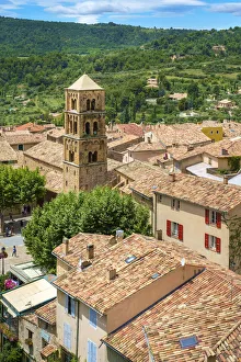 High angle view of town of Moustiers-Sainte-Marie, Alpes-de-Haute-Provence