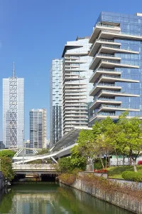 Business District Prints: High-rise apartments at Talent Park, Shenzhen Bay, Shenzhen, Guangdong, China