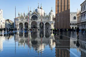 Acqua Alta Gallery: High tide in St Marks Square. Venice, Veneto, Italy