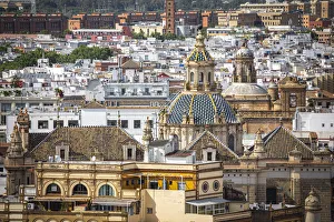 Andalucian Prints: A high view of Seville, from Giralda Tower. Seville Cathedral, Seville, Andalucia, Spain