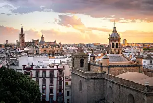 Icon Prints: High view of Seville from Metropol Parasol public walking sculpture