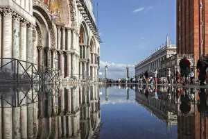 High Water (Acqua alta) in San Marco Square, Venice, Veneto, Italy