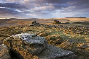 Higher Tor and Winter Tor on a frosty morning from Belstone Tor, Dartmoor National Park, Devon, England Higher Tor and Winter Tor on a frosty morning from Belstone Tor, Dartmoor National Park, Devon, England