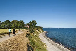 Lübecker Bucht Prints: Hiker at cliff Brodtener Ufer, Niendorf, Baltic coast, Schleswig-Holstein, Germany