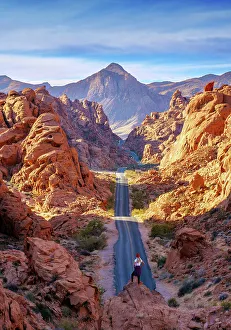 Lifestyle Prints: Hiker enjoying the View, Valley of Fire State Park, Las Vegas, Nevada, USA